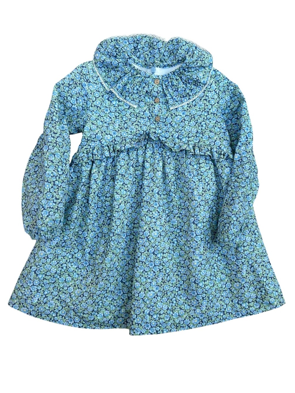 Martin Aranda Girls Dress Fall Floral Blue Stunning Spanish High End 5 Years